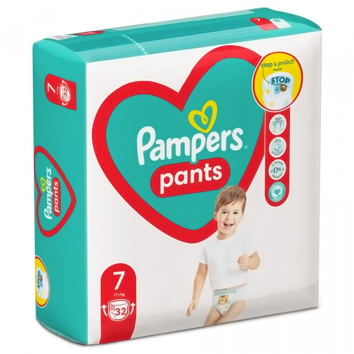 Подгузники-трусики детские Pampers Pants, размер 7 (17+ кг), 32 шт - 